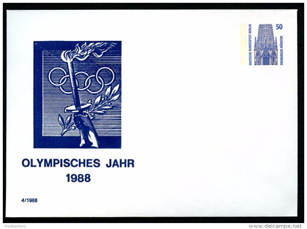 BERLIN PU136 C1/001 Privat-Umschlag OLYMPISCHES JAHR  ** 1988 NGK 5,00 € - Privatumschläge - Ungebraucht