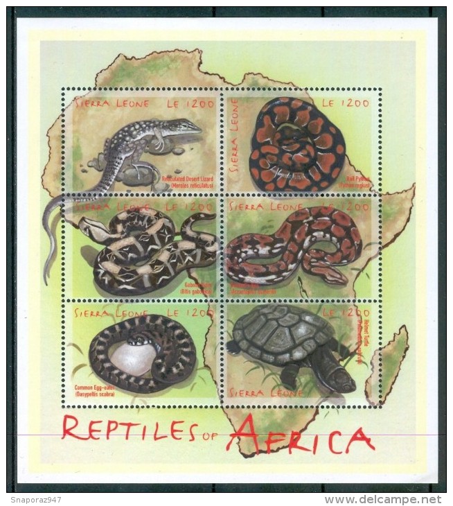 2001 Sierra Leone Rettili Reptiles Set + Block MNH** Sie2 - Sierra Leone (1961-...)