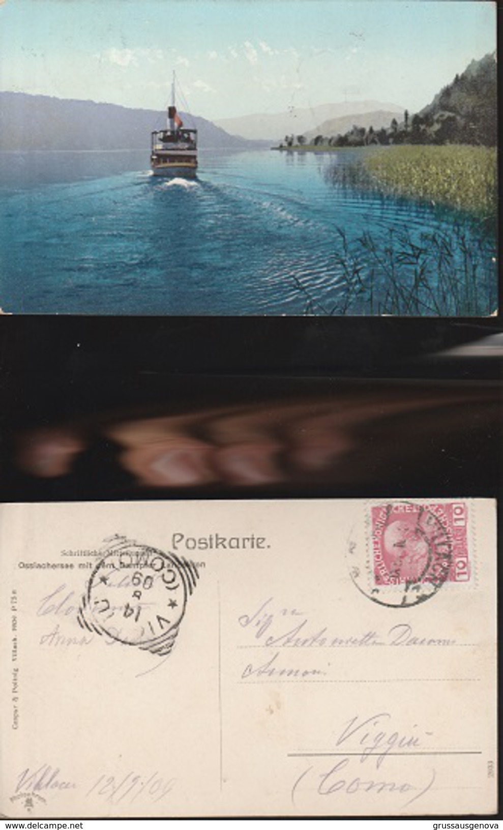 7869) AUSTRIA OSSIACHERSEE MIT DEM DAMPFER LANDEKRON VIAGGIATA 1909 - Ossiachersee-Orte