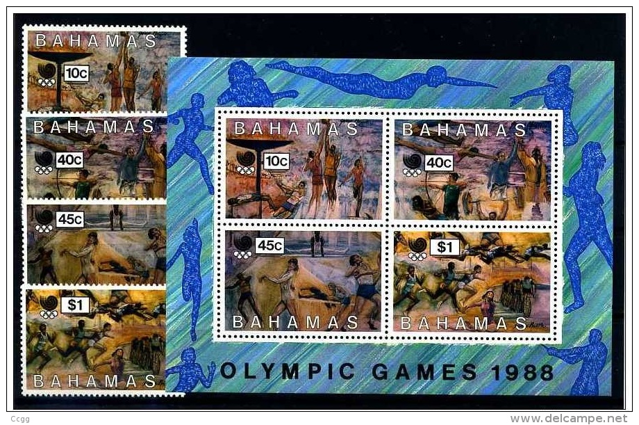 Olympische Spelen  1988 , Bahamas - Zegels + Blok  Postfris - Sommer 1988: Seoul