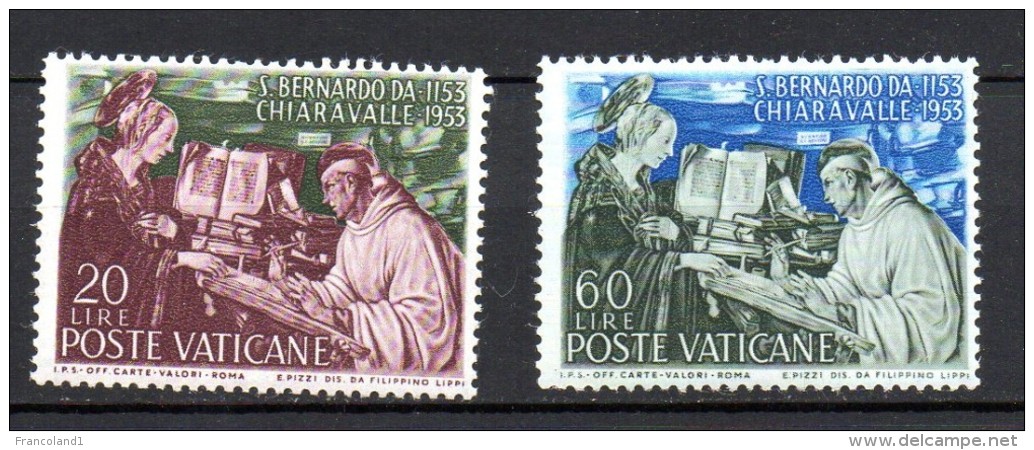 1953 Vaticano S. Bernardo N. 171 -72 Integri MNH** - Unused Stamps