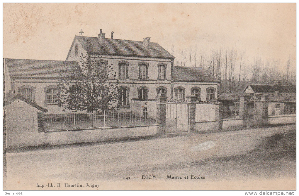 CPA - DICY (89) Mairie Et Ecoles - Circulé 1908 - Bon état (Lot 2) - Other & Unclassified