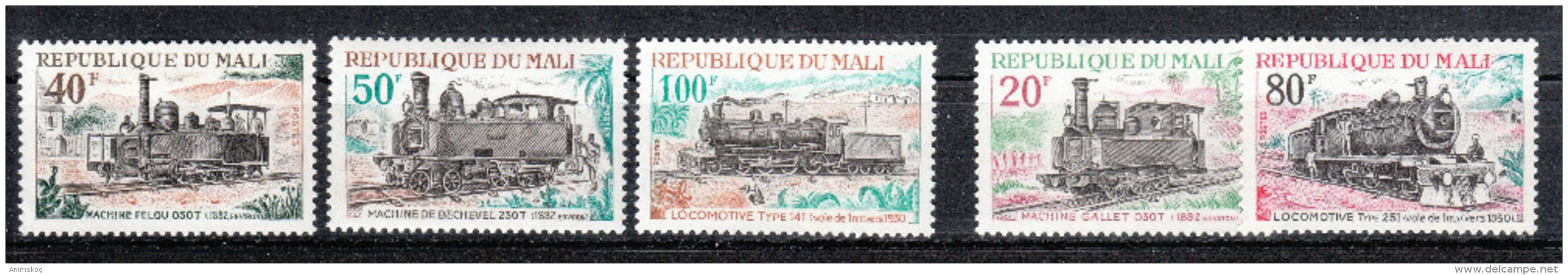 Mali 1970**, Dampflokomotiven, Kaktus Opuntia Sp. / Mali 1970, MNH, Steam Locomotives, Cactus Opuntia Sp. - Cactus