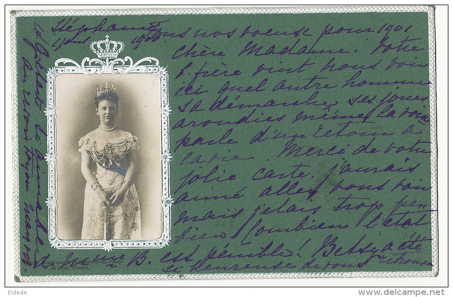 Nice Embossed Card OPM Queen Of Holland  Edit W. De Haan Utrecht  P. Used 1901 - Other & Unclassified