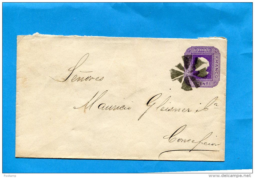 MARCOPHILIE -CHILI-lettre Entier Postal-5cent Colon 1890 Oblitération Pavé??pour Conception - Chile