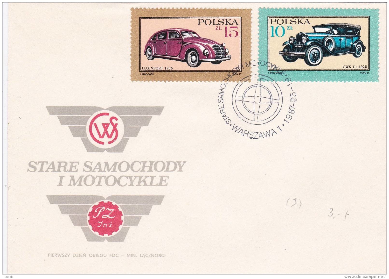 Poland FDC Old Cars And Motorcycles 1987 - Three Covers (G60-81) - Autos