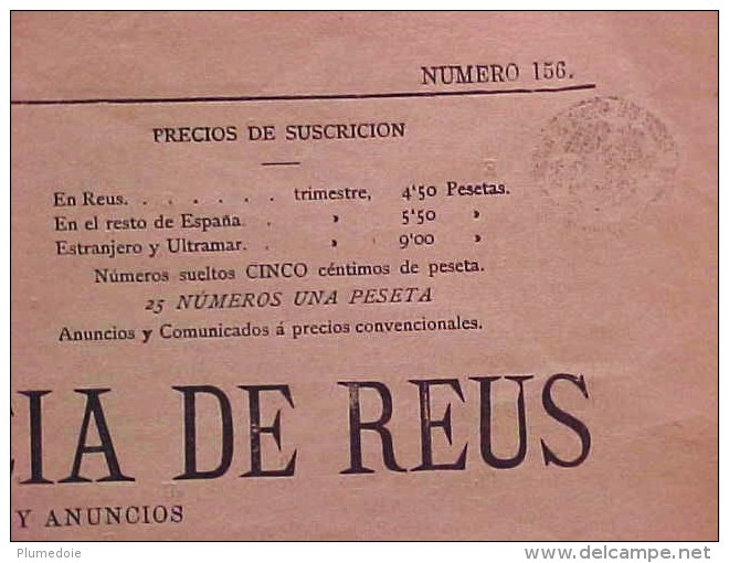 Rare JOURNAL ESPAGNOL LA CORRESPONDENCIA DE REUS , Domingo 4 De Noviembre 1888  DIARO POLITICO Prix Fixe - [1] Jusqu' à 1980