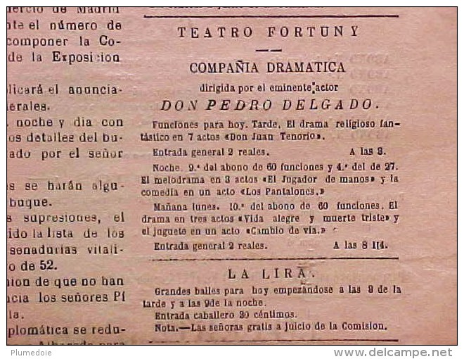 Rare JOURNAL ESPAGNOL LA CORRESPONDENCIA DE REUS , Domingo 4 de Noviembre 1888  DIARO POLITICO prix fixe