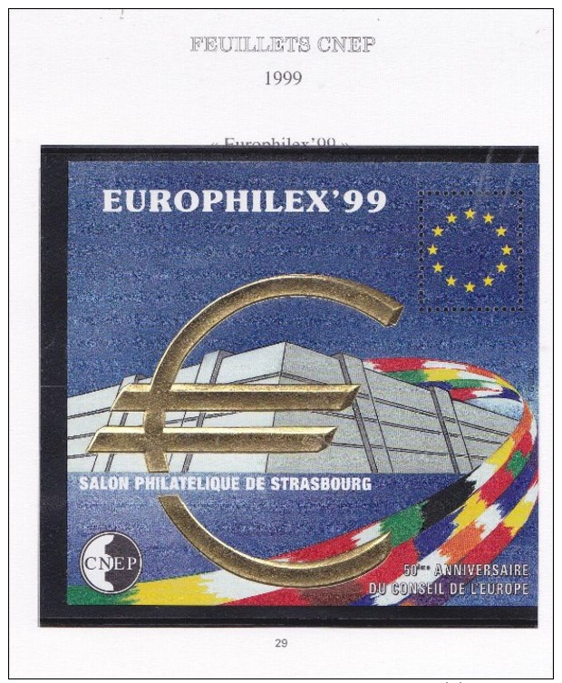 FRANCE 1999  EUROPHILEX 99 BLOC CNEP 29 MNH - CNEP