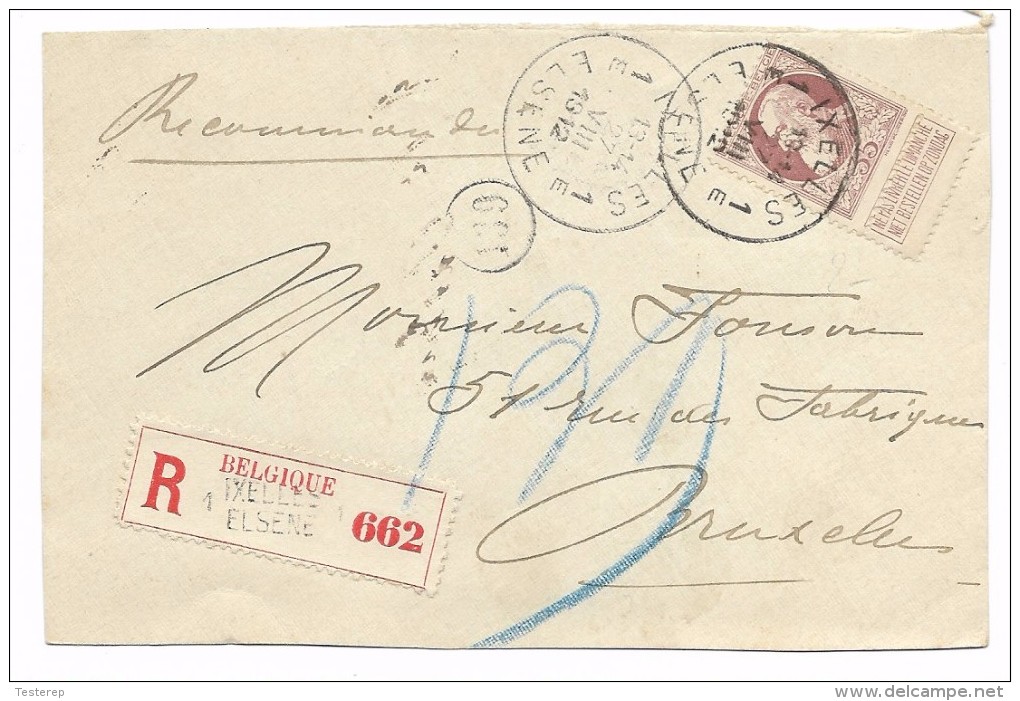 N° 77  Recom. IXELLES/ELSENE  1912    Devant De Lettre/ Voorzijde Brief - 1905 Grosse Barbe