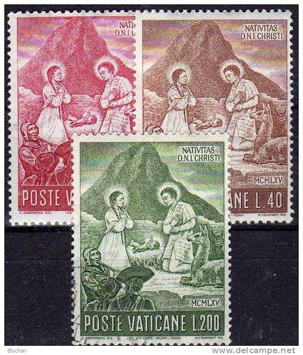 Weihnachten 1965 Heilige Familie/Machu Picchu Vatikan 487/9 O 1€ In Tracht Von Peru Christus Christmas Art Set Vaticane - Used Stamps