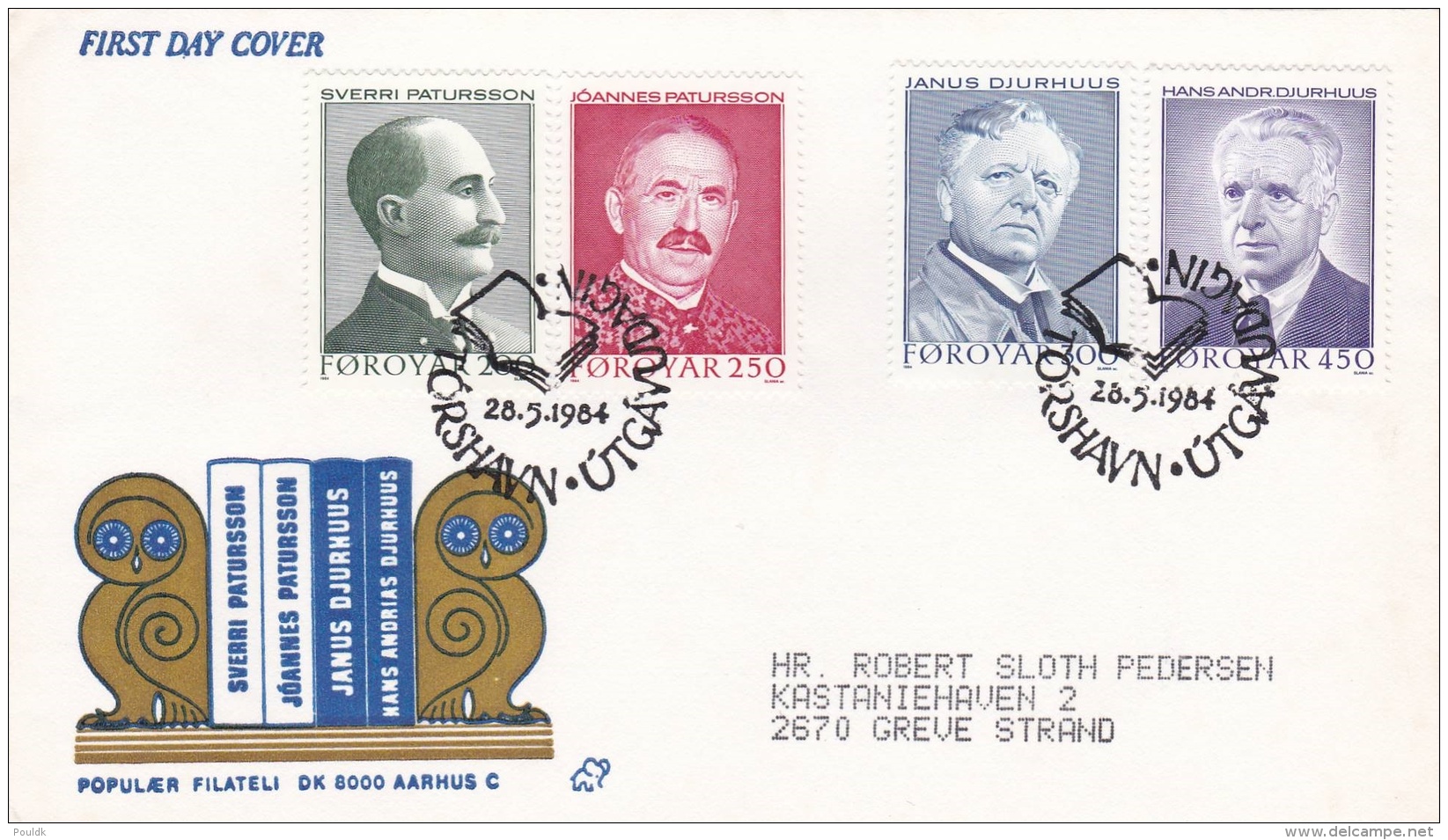 Faroe Islands FDC 1984 Famous People (SKO13-31) - Faroe Islands