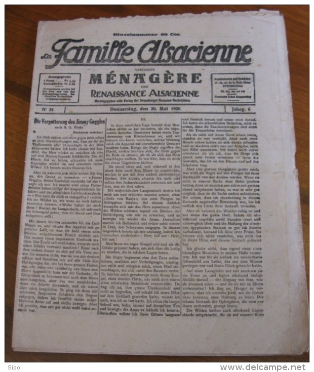 La Famille Alsacienne N°26 Donnerstag Den 20 Mai 1926 16 Pages 24 X 31 Cm  Bilingue BE - Ocio & Colecciones