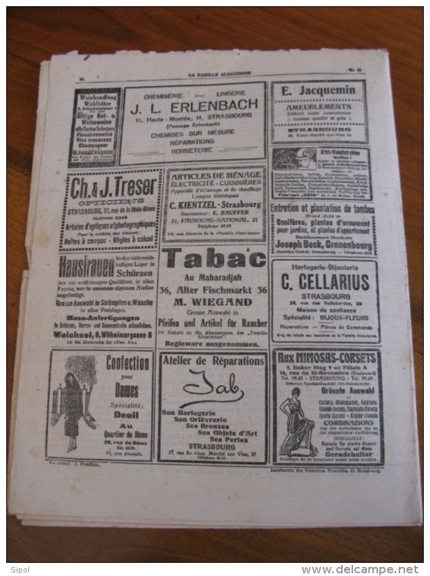 La Famille Alsacienne N°26 Donnerstag Den 20 Mai 1926 16 Pages 24 X 31 Cm  Bilingue BE - Hobby & Sammeln