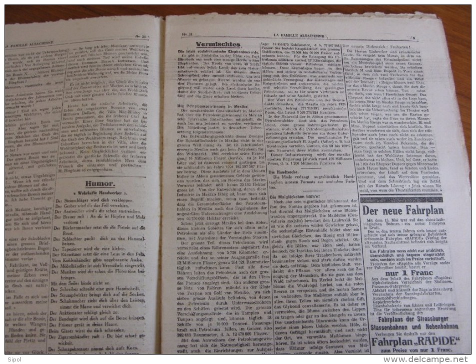 La Famille Alsacienne N°26 Donnerstag Den 20 Mai 1926 16 Pages 24 X 31 Cm  Bilingue BE - Hobby & Sammeln