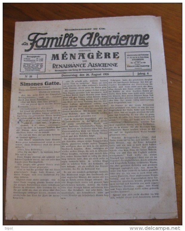 La Famille Alsacienne N°35 Donnerstag Den 26  August 1926 16 Pages 24 X 31 Cm Bilingue  BE - Hobby & Sammeln
