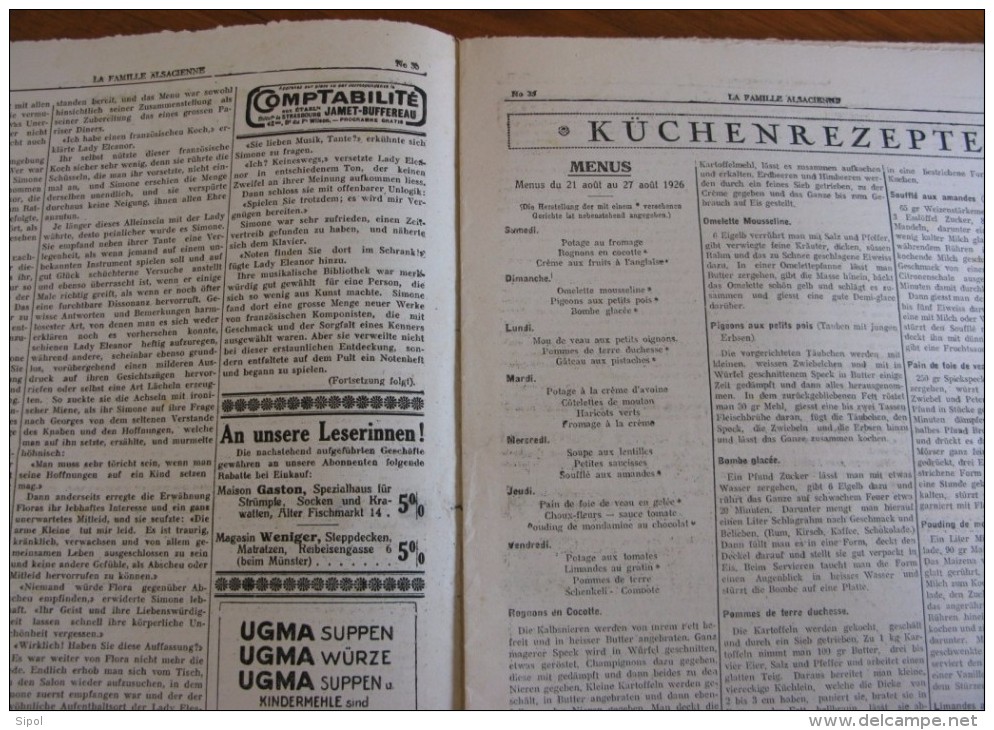 La Famille Alsacienne N°35 Donnerstag Den 26  August 1926 16 Pages 24 X 31 Cm Bilingue  BE - Hobby & Sammeln