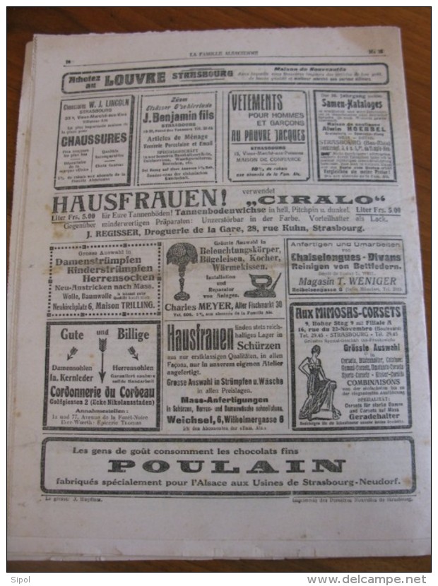 La Famille alsacienne N°35 Donnerstag den 26  August 1926 16 Pages 24 x 31 cm Bilingue  BE