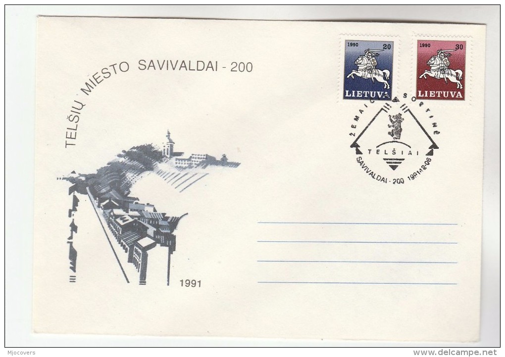 1991 Savivaldai LITHUANIA Stamps COVER EVENT Pmk Illus BEAR - Lithuania