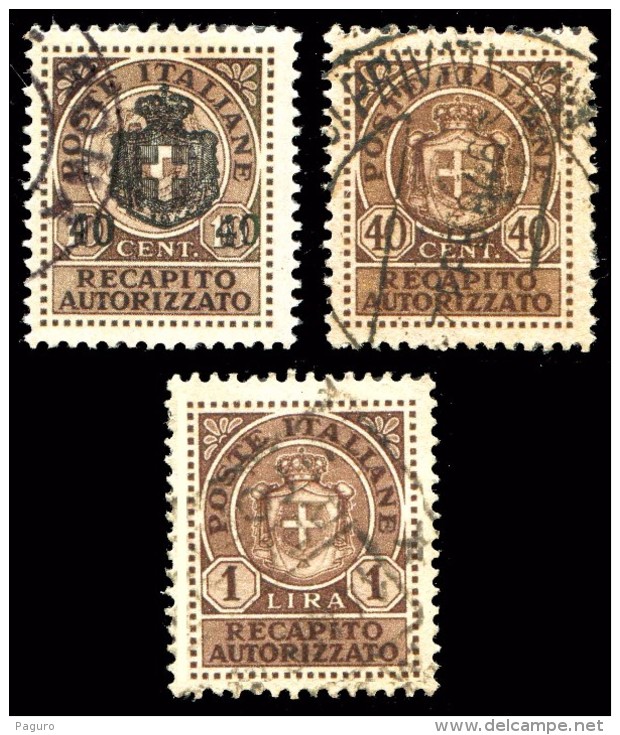 REGNO Luogotenenza 1945 1946 Recapito Autorizzato 3v. Annullati Usati - Service Privé Autorisé