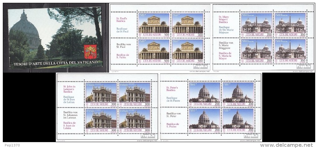 VATICANO 1993 - BASILICAS DE ROMA - CARNET CON 4 BLOQUES DE CUATRO - Carnets