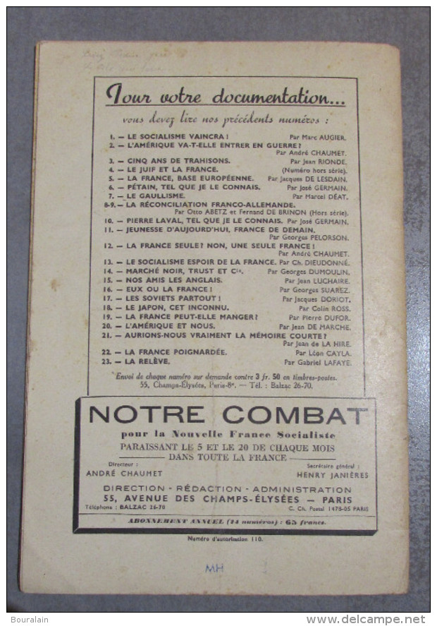 Revue Notre Combat - Pierre LAVAL - Numéro Spécial - Français