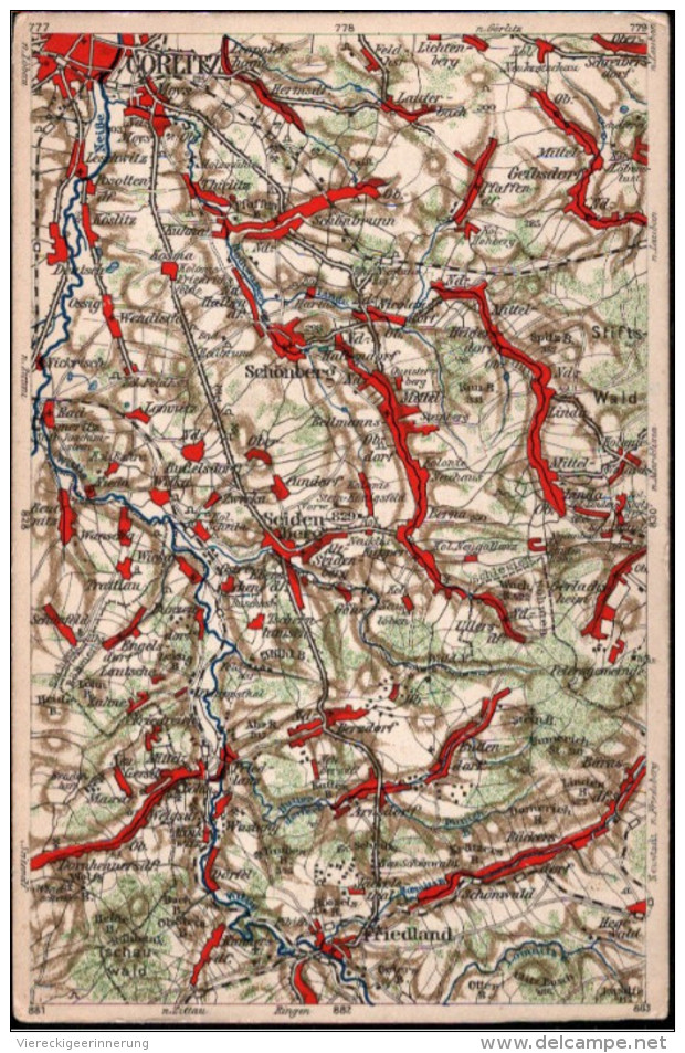 ! Alte Landkarten Ansichtskarte , Map, Wona Verlag, Nr. 829, Mit Görlitz, Seidenberg, Friedland, Lausitz - Landkarten