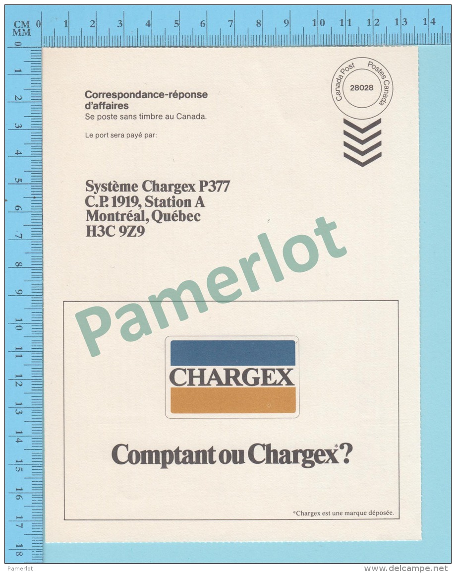 Canada - Coupon Reponse Marcophilie, Commercial Chargex, Carte-reponse  2 Scans - Buoni Risposta Internazionali (Coupon)