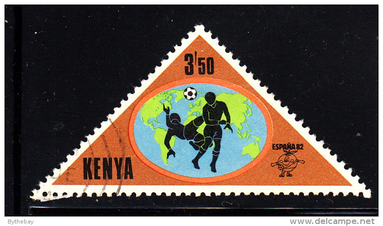 Kenya Used Scott #226 3.50sh Soccer Players, World Map - 1982 World Cup - Kenya (1963-...)