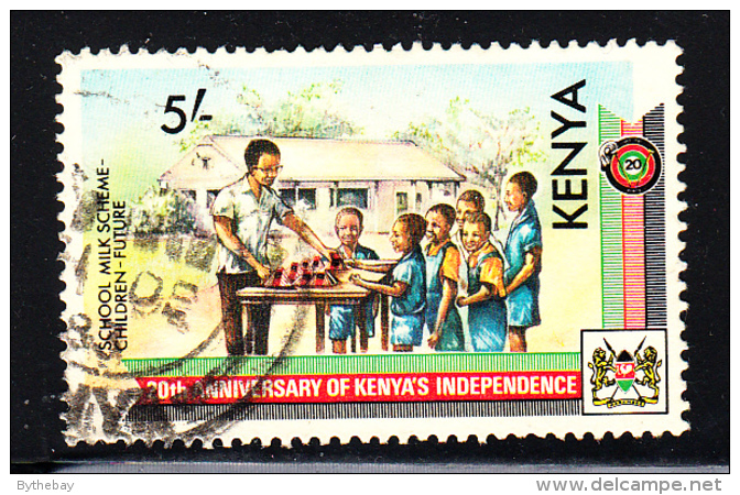 Kenya Used Scott #285 5sh School Milk Program - 20th Ann Independence - Kenia (1963-...)