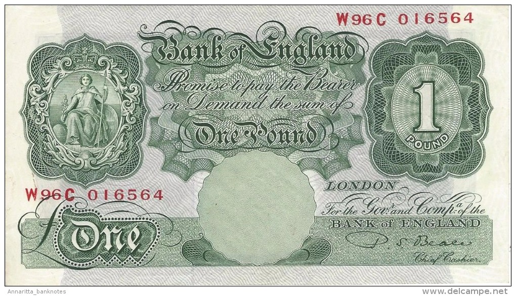 GREAT BRITAIN 1 POUND ND (1949) P-369b AU/UNC  [GB369b] - 1 Pound