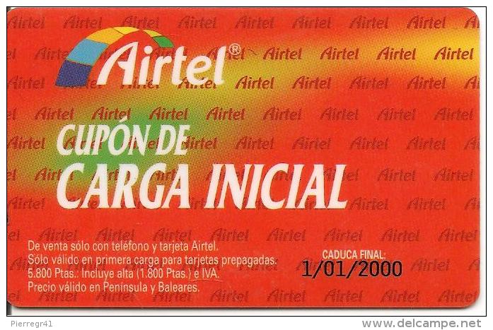 CARTE§ PREPAYEE-AIRTEL-CUPON CARGA INITIAL-1/10/2000-TBE - Airtel