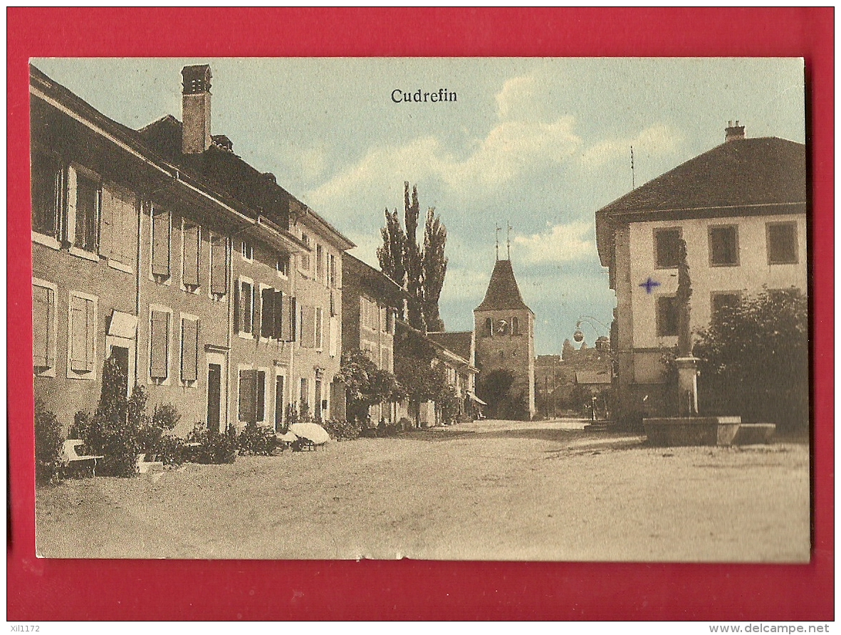 FIN-03  Cudrefin, Commune La Plus Au Nord Du Canton De Vaud. Fontaine.  Cachet Militaire En 1919 - Cudrefin