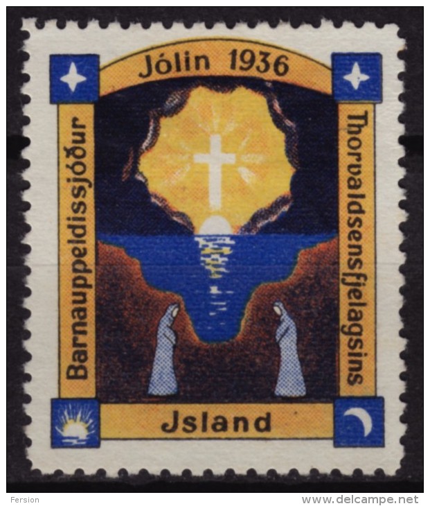 ICELAND 1936 / Jólin Christmas - CHARITY Stamp / CINDERELLA / LABEL / VIGNETTE - Natale