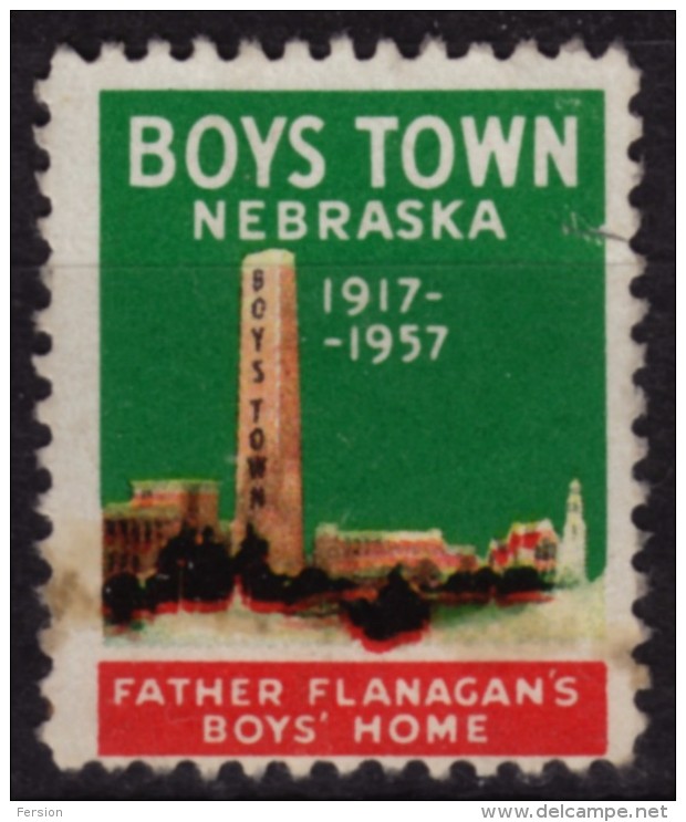 TOWER  - Boys Town - Nebraska - Charity Stamp / Label / Cinderella - USA 1957 - Sonstige & Ohne Zuordnung