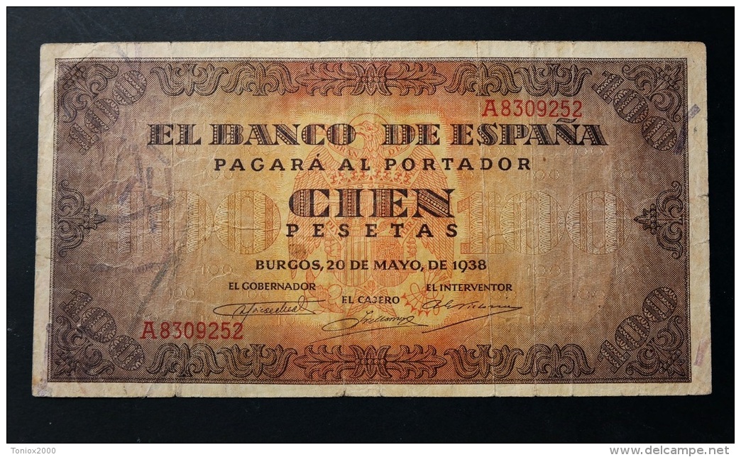 España / Spain . 100 Pesetas 1938 Burgos . Serie A - 100 Pesetas