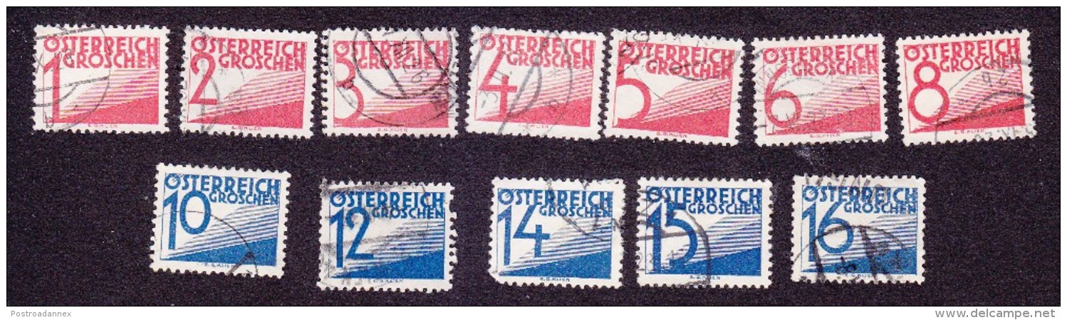 Austria, Scott #J132-J143, Used, Postage Due, Issued 1925 - Segnatasse