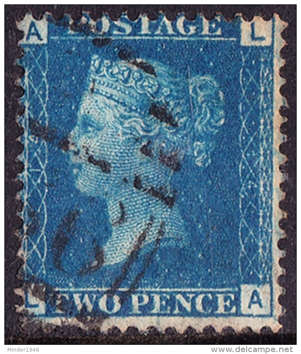 GREAT BRITAIN 1858 QV 2d BLUE PLATE 14 "AL" SG47 Used - Used Stamps