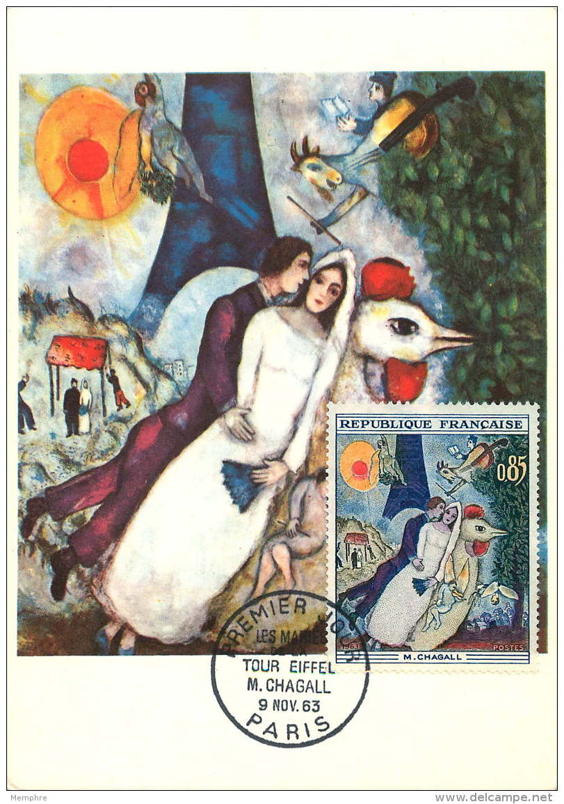 1963  Chagall: Les Amants De La Tour Eiffel  Yv 1398 - 1960-1969