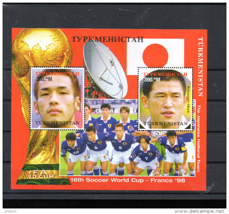 TURKMENISTAN BLOC 23** SUR 2 JOUEURS JAPONAIS POUR LA COUPE DU MONDE 1998 - Turkmenistan