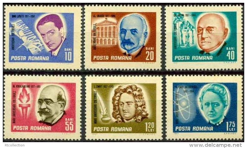 Romania 1967 Famous People Swift Curie Literature Sciences Music Musician Architecture Lipatti Stamps Michel 2607-2612 - Other & Unclassified