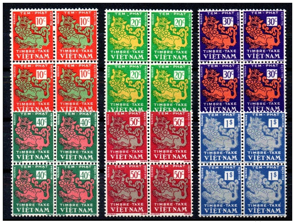 VIET-NAM EMPIRE - 1952 - YT Taxe N° 1 à 6 Blocs De 4 - Neufs **/* - MNH/MH - Lire Descriptif - Vietnam