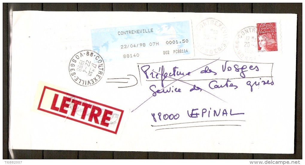 Enveloppe Avec Griffe De La Poste.  Insuffisance D´affrancht.  Contrexeville  /  Vosges. - Briefe U. Dokumente