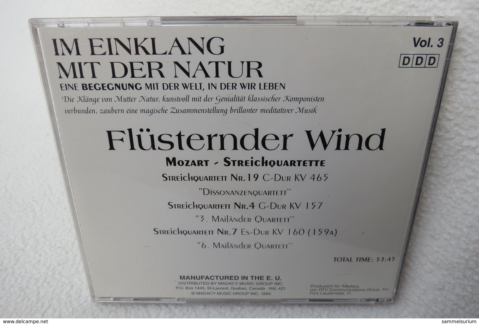 CD "Flüsternder Wind" Im Einklang Mit Der Natur, Mozart Streichquartette, Vol. 3 - Klassik