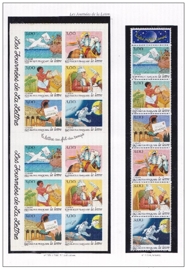 FRANCE 1998 LA JOURNEE DE LA LETTRE BANDE 3155 A CARNET 3156 A 3161 BC 3161A MNH - Unused Stamps