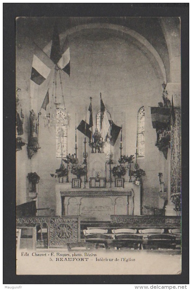 DD / 34 HERAULT / BEAUFORT / INTÉRIEUR DE L'EGLISE / CIRCULÉE EN 1910 - Other & Unclassified