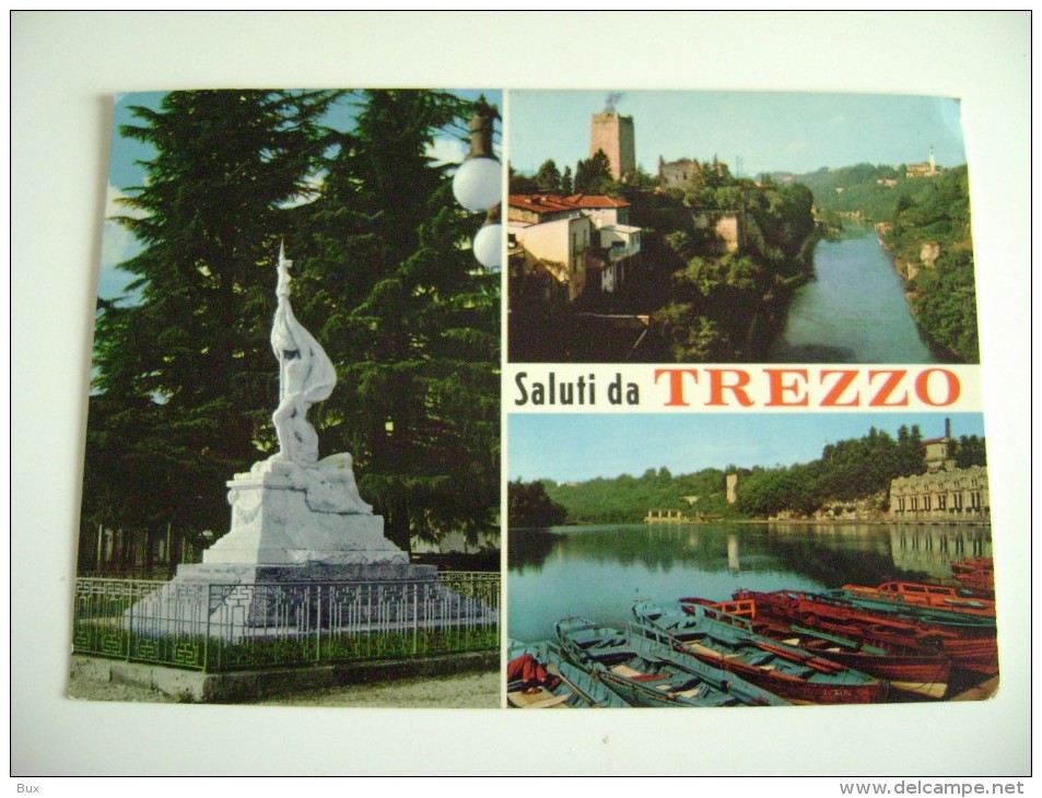 SALUTI DA  TREZZO SULL'ADDA   MILANO LOMBARDIA   VIAGGIATA  COME DA FOTO - Milano (Milan)