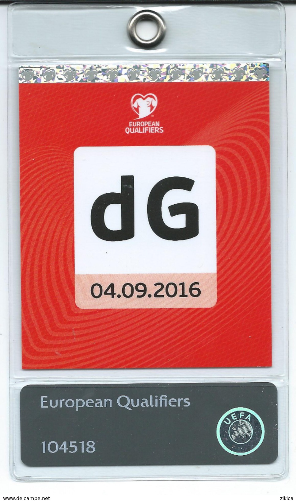 DG Ticket ( Accreditation ).Football UEFA 2016 - Biglietti D'ingresso