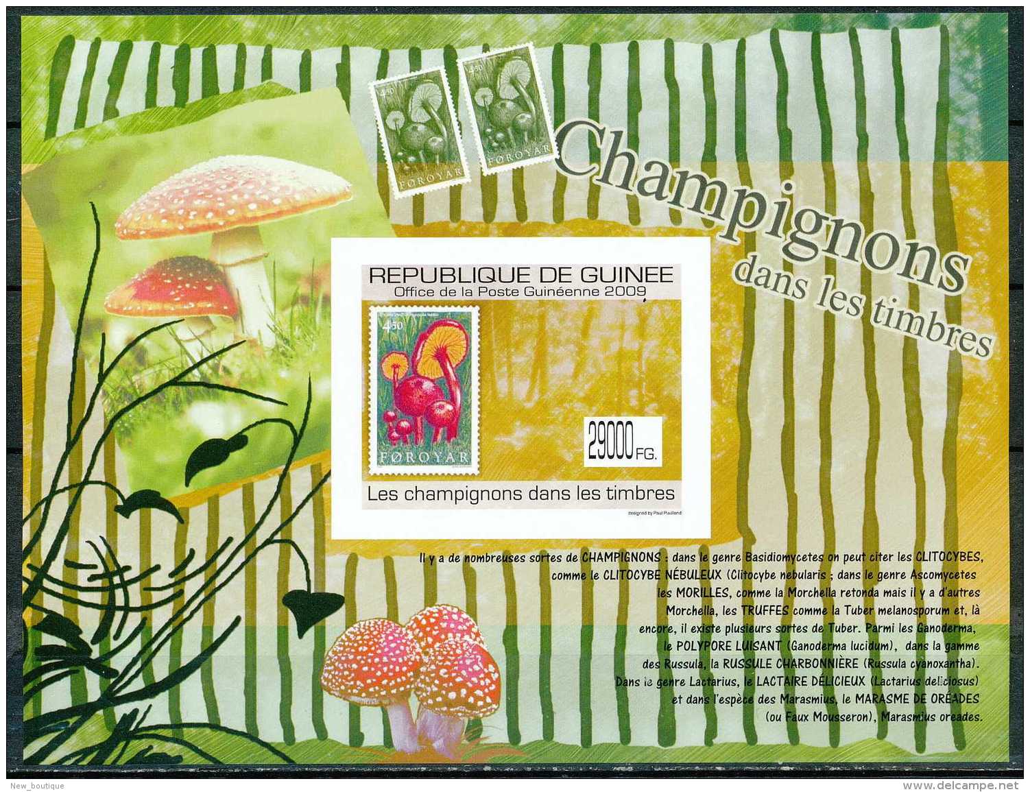 NB- BL1054, Guinée - ND/imperf -  Les Champignons Dans Les Timbres. - Pilze