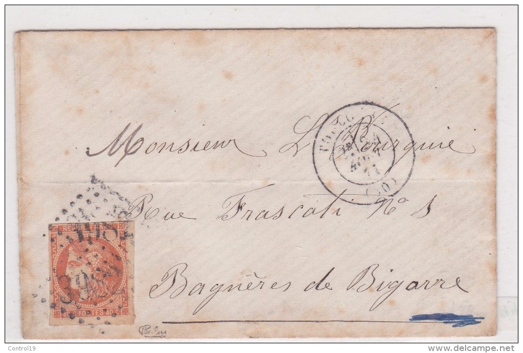 N 48   40C ORANGE SUR LETTRE - SIGNE CALVES - TB - 1870 Bordeaux Printing